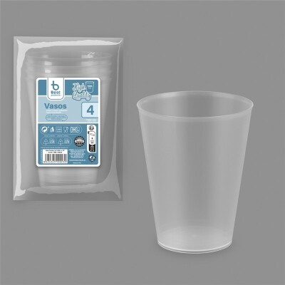 [10023] Vaso reutilizable transparente A/C 500 ml PP – Pack 4 uds