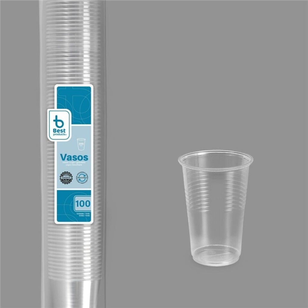 [730153] Vaso reutilizable transparente 200 ml PP – Pack 100 uds