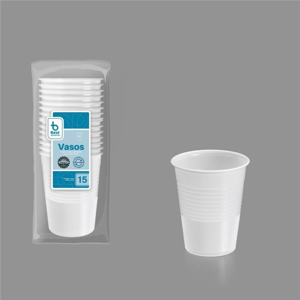 [730149] Vaso reutilizable blanco 200 ml PP – Pack 15 uds