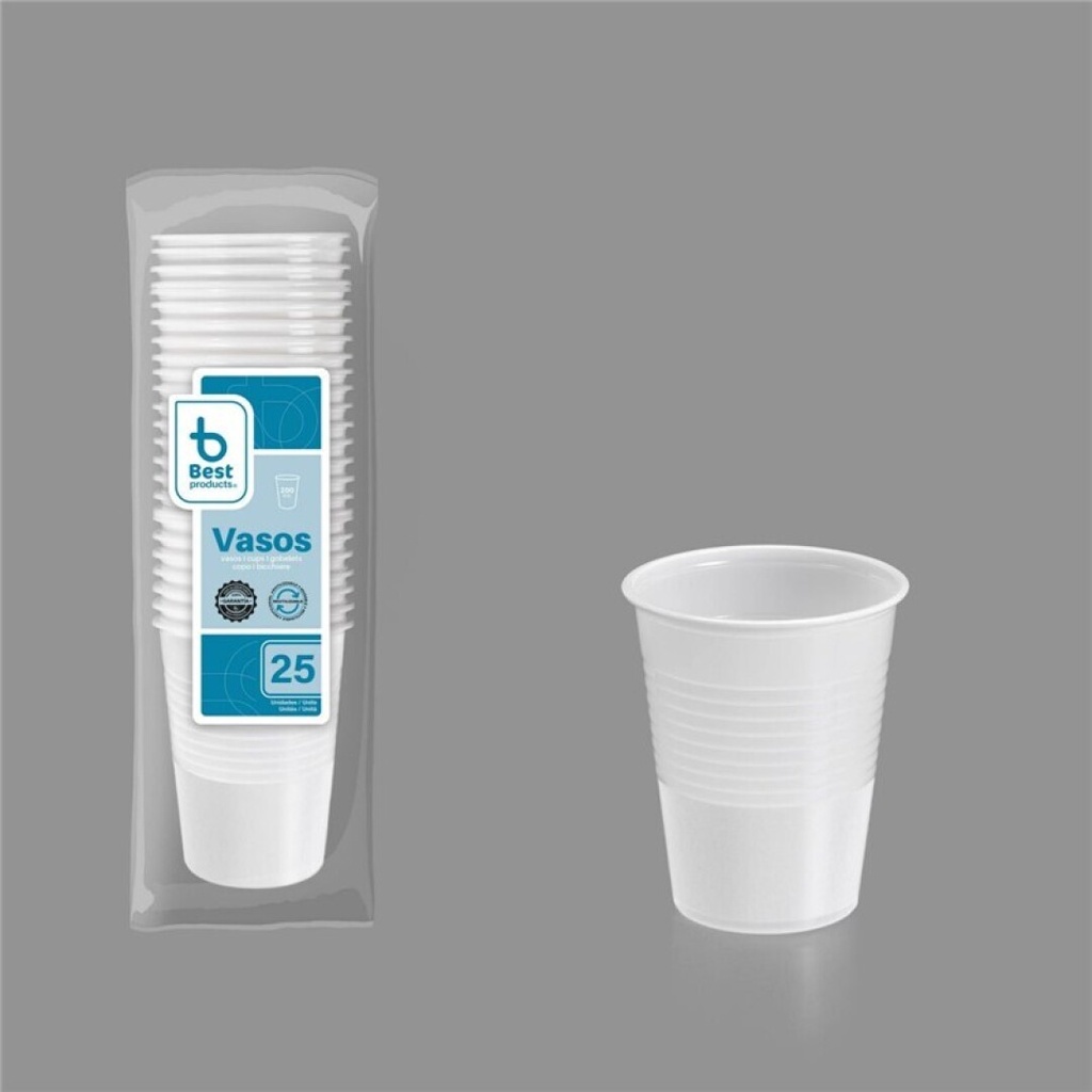 [730150] Vaso reutilizable blanco 200 ml PP – Pack 25 uds