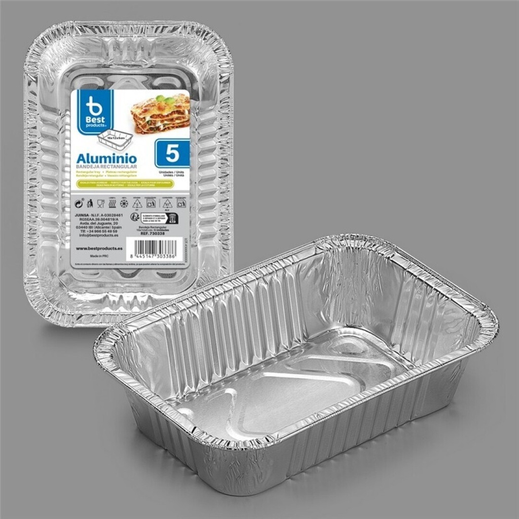 [730338] Bandeja de aluminio rectangular 15 x 12 x 5 cm – Pack 5 uds