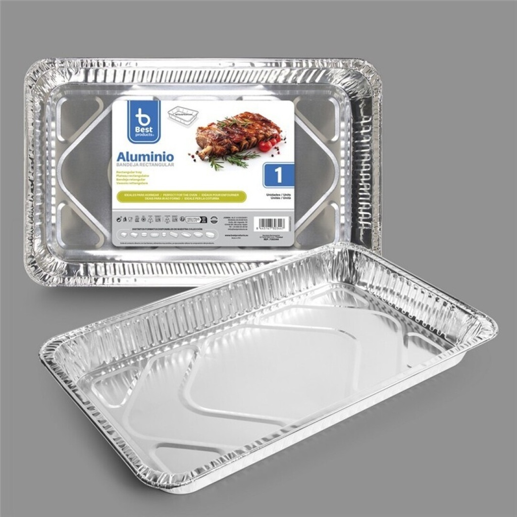 [730344] Bandeja de aluminio rectangular 52,30 x 32,50 x 8,30 cm – Pack 1 uds