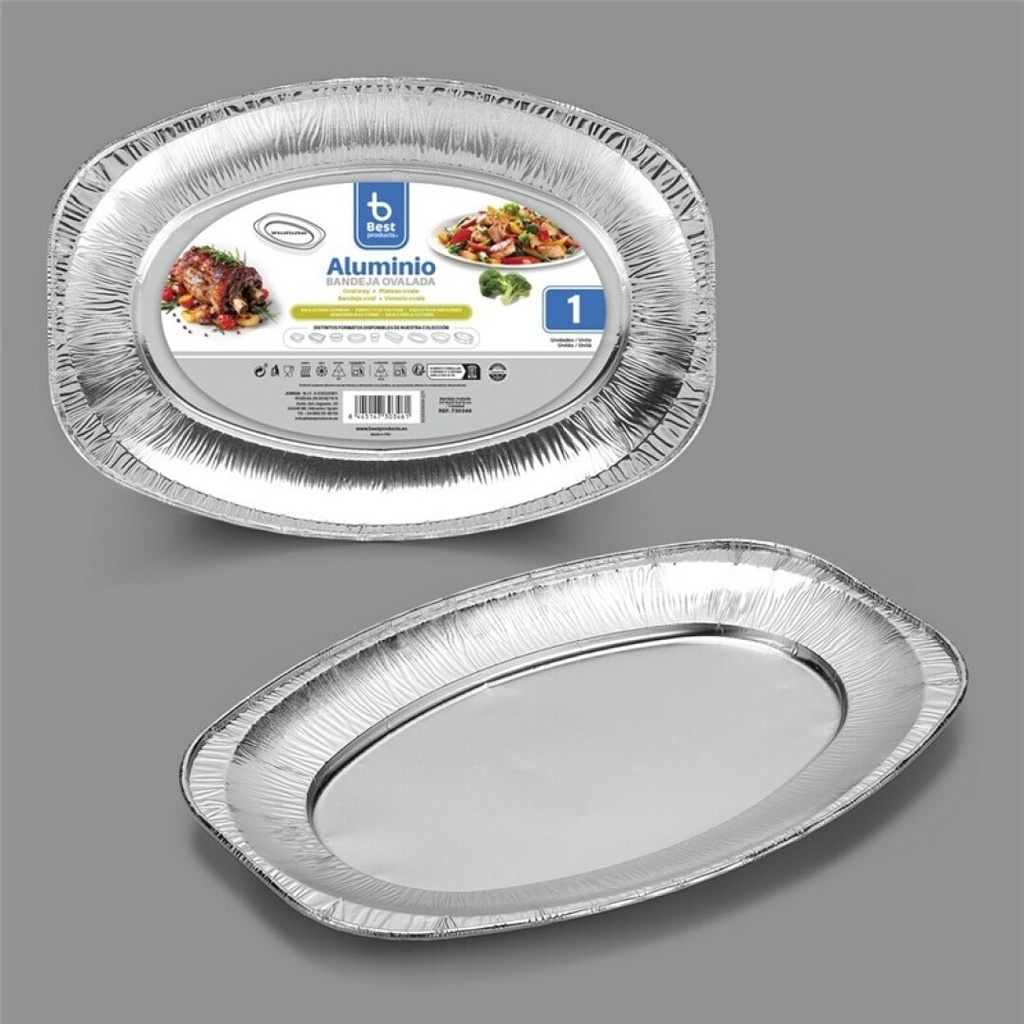 [730346] Bandeja de aluminio oval 34,40 x 24,30 x 2,60 cm – Pack 1 uds