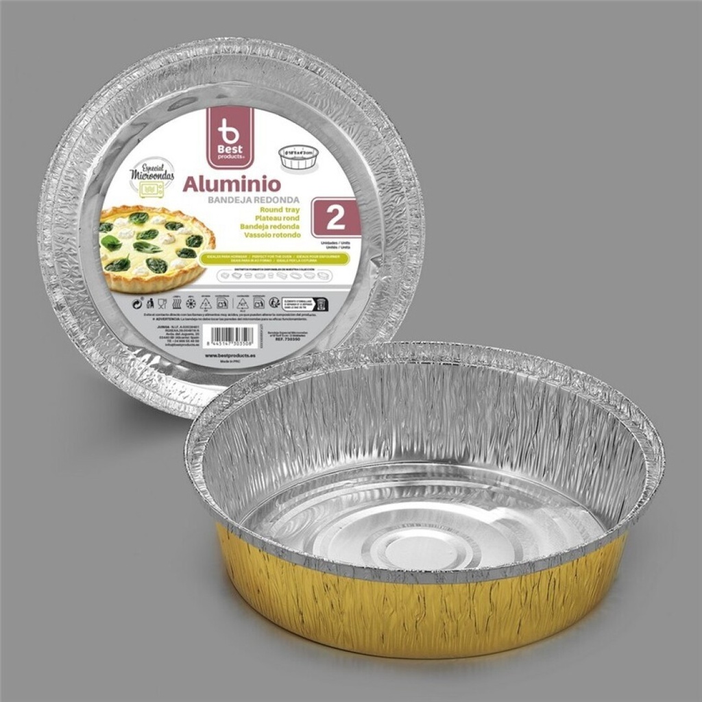 [730350] Bandeja de aluminio redonda micro 18,50 x 4,30 cm – Pack 2 uds