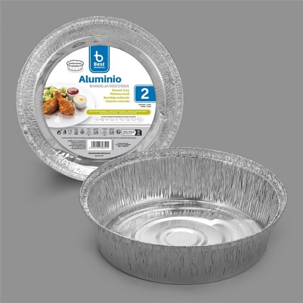 [730351] Bandeja de aluminio redonda 18,50 x 4,30 cm – Pack 2 uds