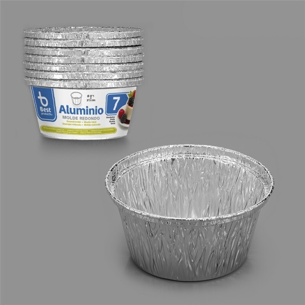 [730353] Molde de aluminio redondo 8,10 x 3,20 cm – Pack 7 uds