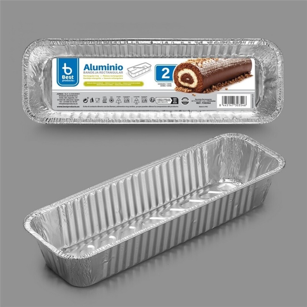 [730354] Bandeja de aluminio rectangular 30,70 x 10,20 x 5,10 cm – Pack 2 uds