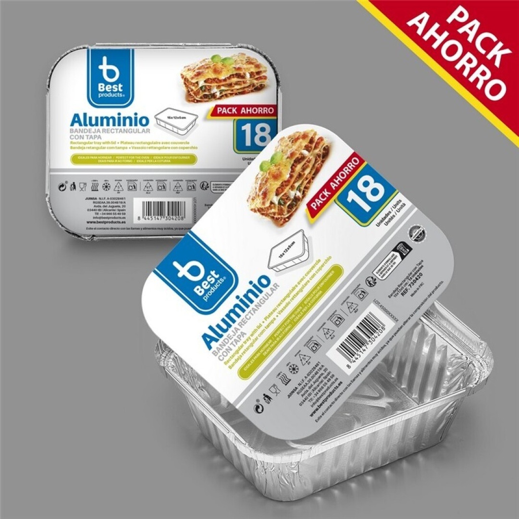 [730420] Bandeja RECT. con tapa 15 x 12 x 5 cm – Pack 18 uds