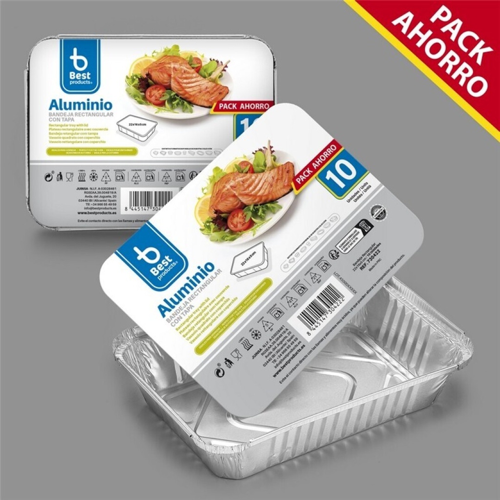 [730422] Bandeja RECT. con tapa 22 x 16 x 5 cm – Pack 10 uds
