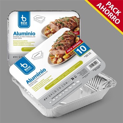 [730424] Bandeja RECT. con tapa 32,5 x 26 x 6,5 cm – Pack 10 uds