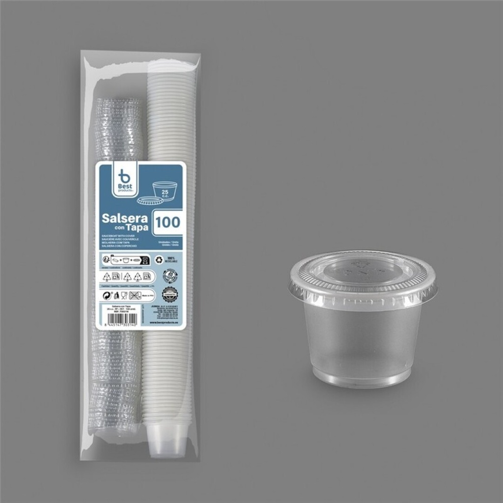 [730314] Salsera con tapa 25 cc PP/PET – Pack 100 uds