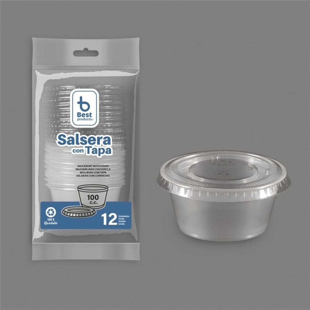 [730313] Salsera con tapa 100 cc PS/PET – Pack 12 uds