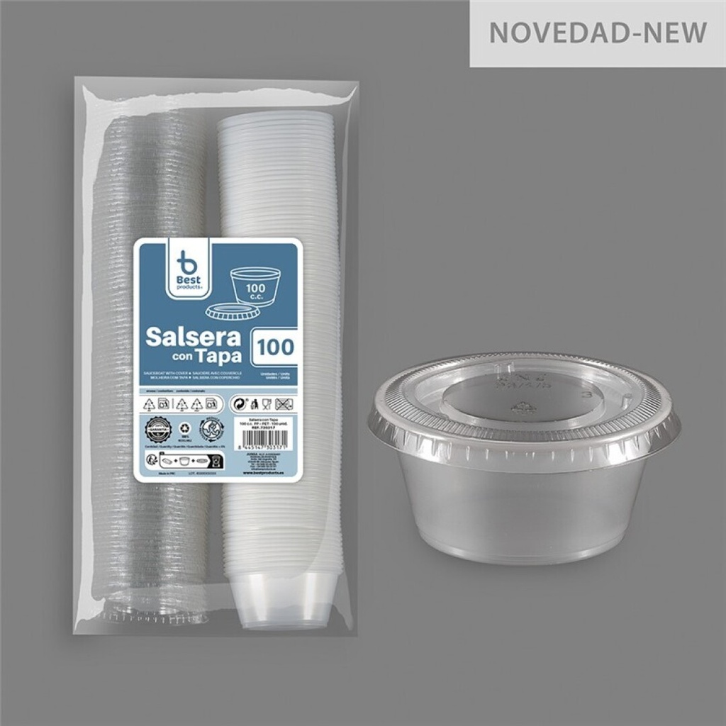 [730317] Salsera con tapa 100 cc PP/PET – Pack 100 uds