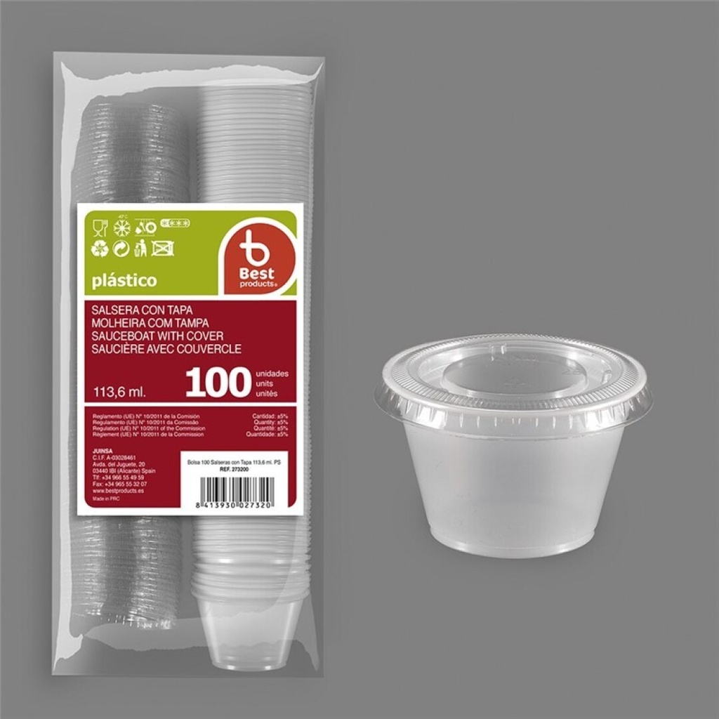 [273200] Salsera con tapa 113,6 cc PS – Pack 100 uds