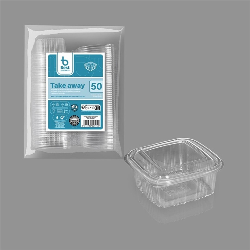 [259500] Envase con tapa bisagra 250 cc PP – Pack 50 uds