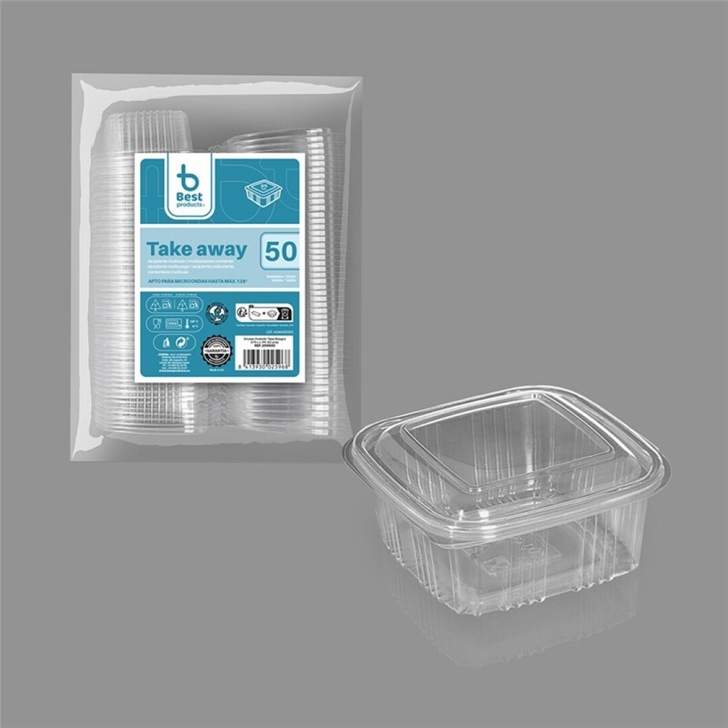 [259600] Envase con tapa bisagra 375 cc PP – Pack 50 uds