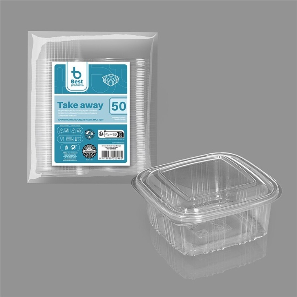 [259800] Envase con tapa bisagra 750 cc PP – Pack 50 uds