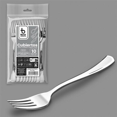 Tenedor grande plata reutilizable 18,5 cm – Caja 60 packs x 10 uds (600 uds)