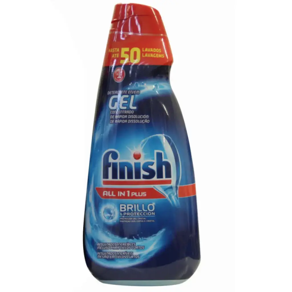 Finish lavavajillas gel 1L. Todo en uno brillo y protección.
