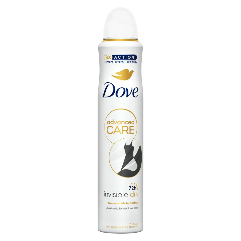 Dove desodorante  spray 200 ml. Advanced  care invisible dry.